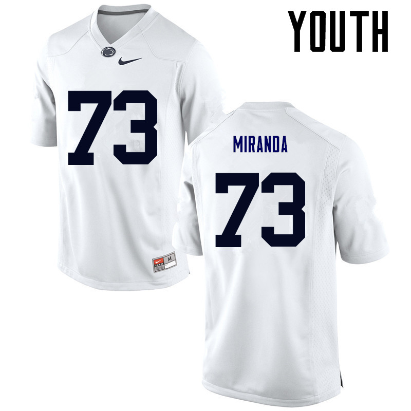 NCAA Nike Youth Penn State Nittany Lions Mike Miranda #73 College Football Authentic White Stitched Jersey YFV5898HJ